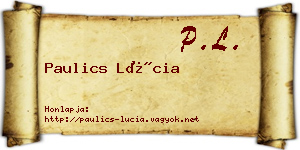 Paulics Lúcia névjegykártya
